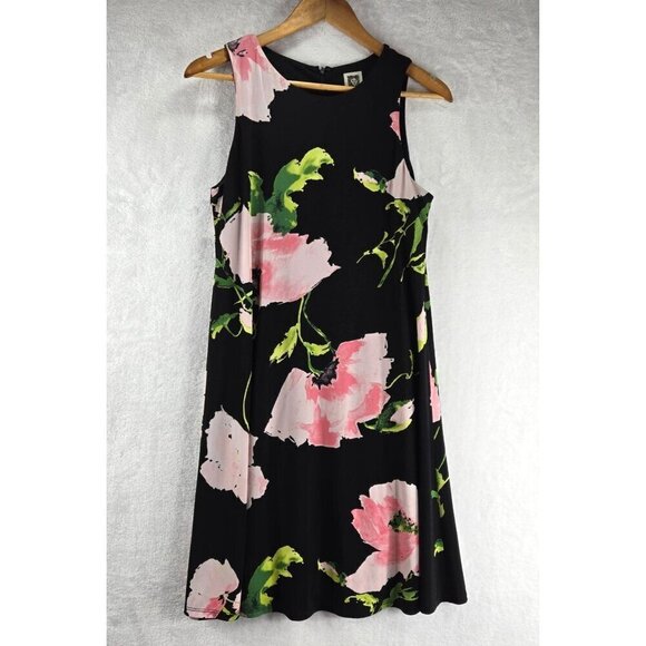 Anne Klein Dresses & Skirts - Sleeveless Shift Dress by Ann Klein Knee Length Black Floral Career Party Lined